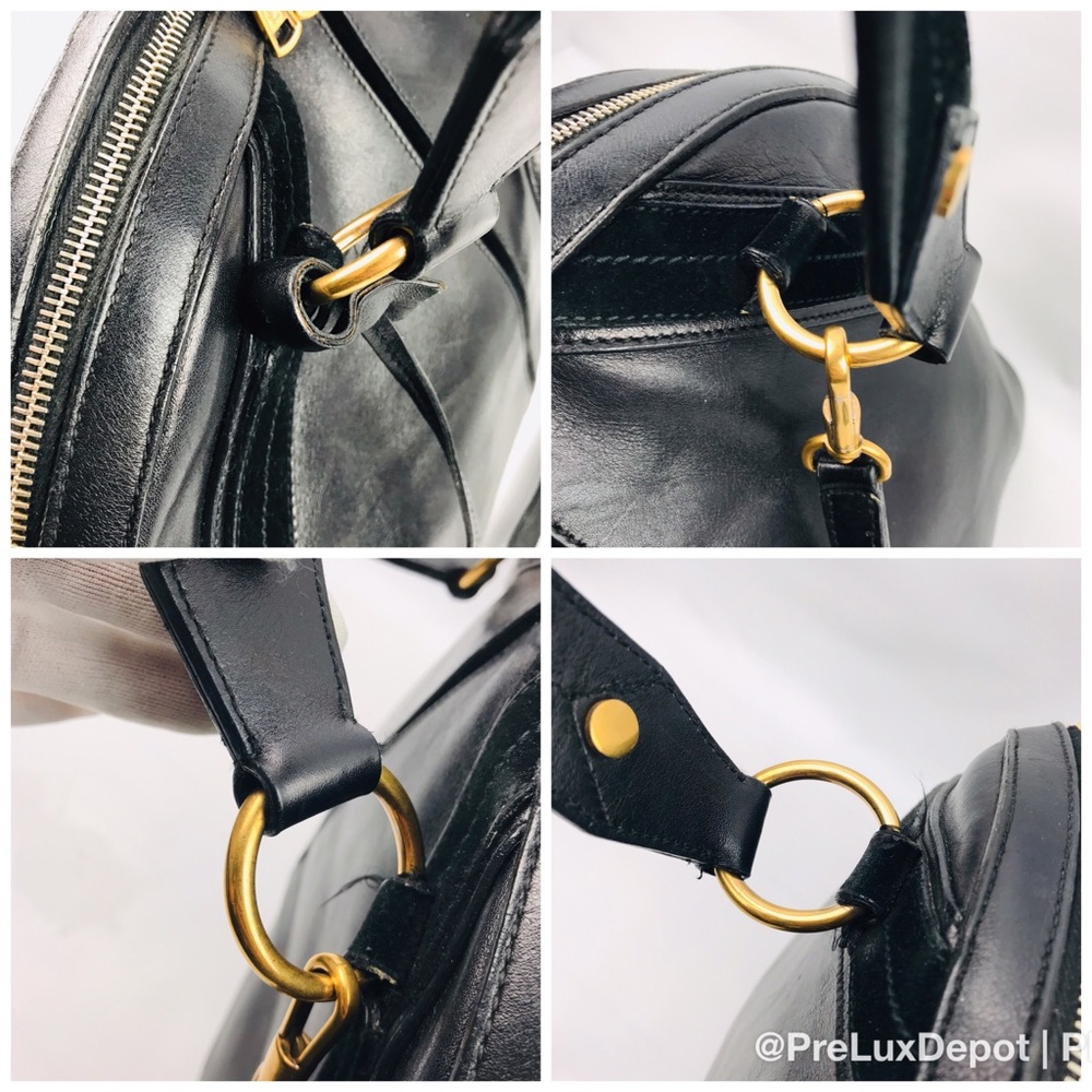 Authentic Yves Saint Laurent Fauve Blk Leather Bag - Picture 4 of 8